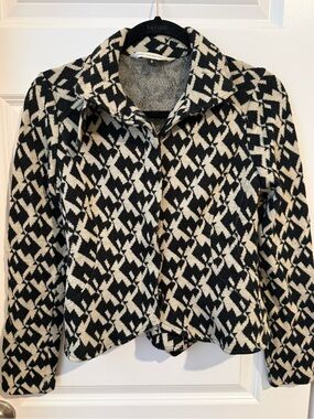 Vintage Diane Von Furstenberg Black & White Houndstooth Knit Blazer